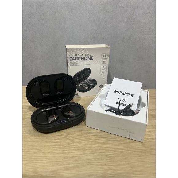 Model M75 3D Bluetooth Surround Sound Earbuds/earphones Brand New OPEN BOX - Picture 5 of 8